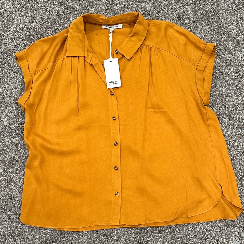 Rose & Olive Women's Button Down Shirt in Mustard